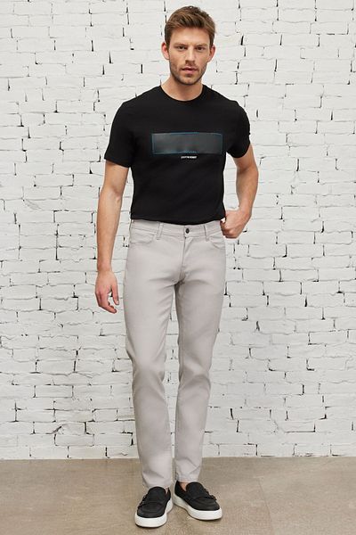ALTINYILDIZ CLASSICS Men's Stone Slim Fit Narrow Cut 5 Pocket Dobby Flexible Trousers
