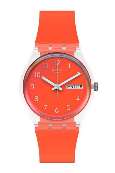 Swatch Orange Red Women's Away Wristwatch - Ge722