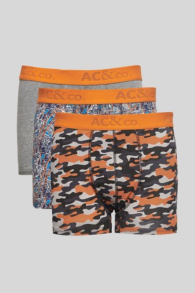 AC&Co / Altınyıldız Classics Ανδρικό Μαύρο Πορτοκαλί Πακέτο Boxer 3 τεμαχίων από βαμβάκι