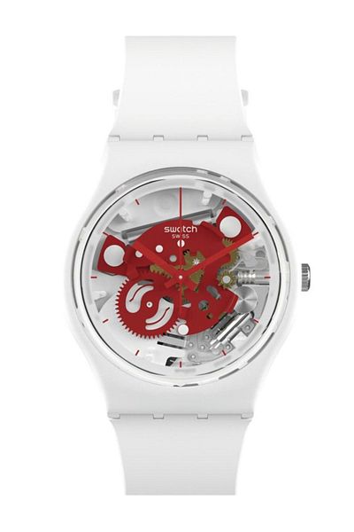 Swatch Short Sleeve Time to Red Clock - So31w104