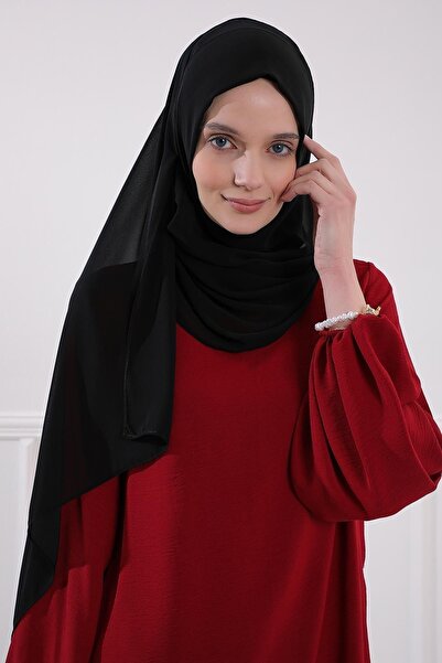 Aisha's Design Πρακτικό σάλι από σιφόν κλασικού σχεδιασμού, ps-11 Μαύρο, Μαύρο