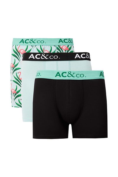 AC&Co / Altınyıldız Classics Ανδρικό πακέτο μπόξερ 3 τεμαχίων με ευέλικτο βαμβακερό μαύρο-πράσινο