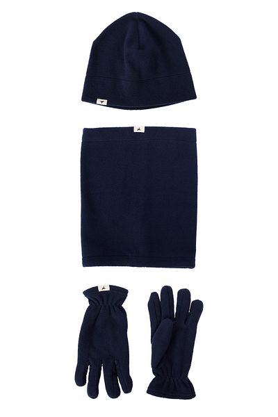 ALTINYILDIZ CLASSICS Men's Navy Blue Anti-pilling Warm Water Repellent Fleece Beanie Neck Collar Gloves Set