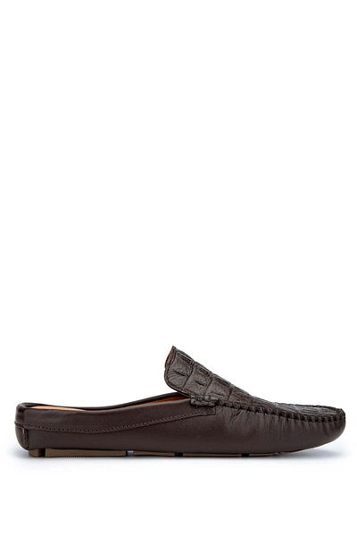Tamer Tanca Men's Genuine Leather Brown Slippers
