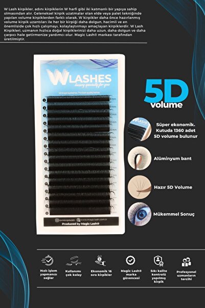 Magic Lash 5d Volume W Lash Ipek Kirpik 8/15mm Mix Ekonomik 16 Sıra
