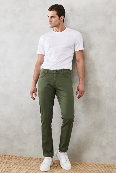 ALTINYILDIZ CLASSICS Erkek Yeşil 360 Derece Her Yöne Esneyen Rahat Slim Fit Dar Kesim Pantolon