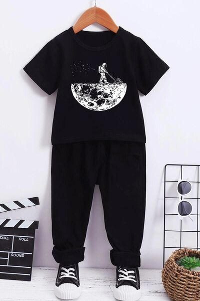 trendypassion Set de trening pentru partea de jos cu tematică spațială pentru...