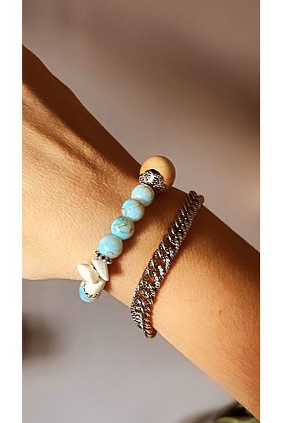 by özllem Wooden Beaded Design Blue Bracelet Set
