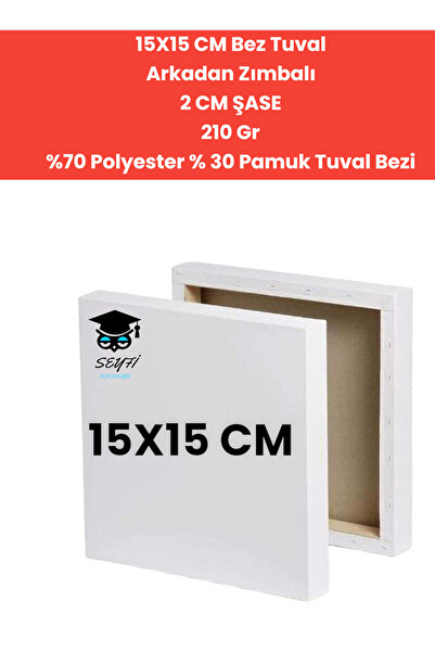 SEYFİKİRTASİYE 15X15 CM Bez Tuval  Arkadan Zımbalı  2 CM ŞASE  210 Gr  %70 Po...