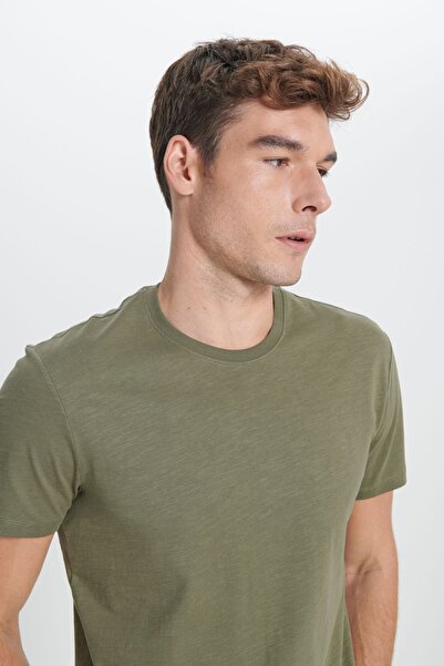ALTINYILDIZ CLASSICS Χακί ανδρικό μπλουζάκι με λαιμόκοψη 100% βαμβάκι
