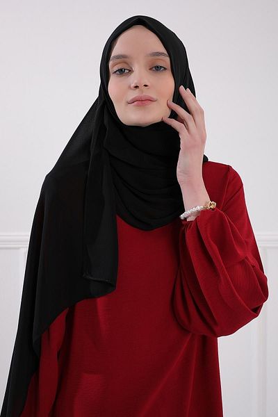 Aisha's Design Practical Classic Design Chiffon Shawl - PS-11 Black