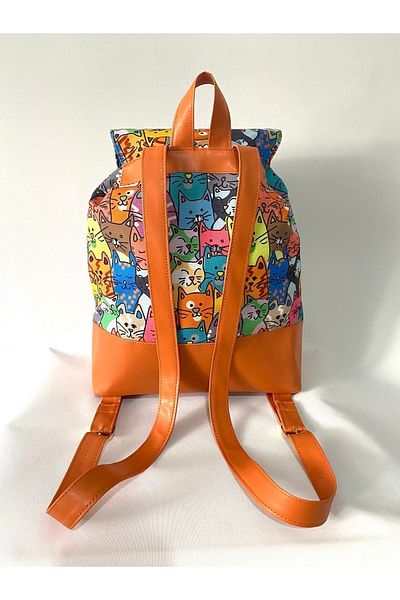 TALKING DREAMS Stylish Backpack with Orange Cat