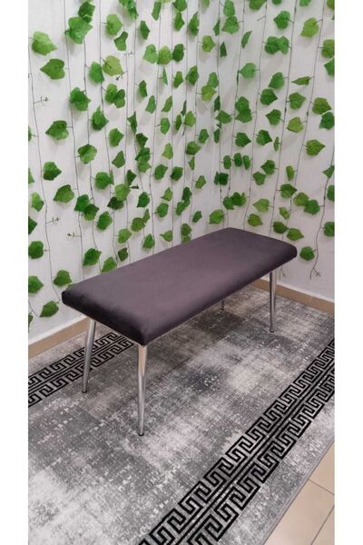 ÖZCAN METAL Krom Metal Ayaklı Metal Kasalı Bench Mutfak Salon Antre Yatak Odası Balkon Puf Bank