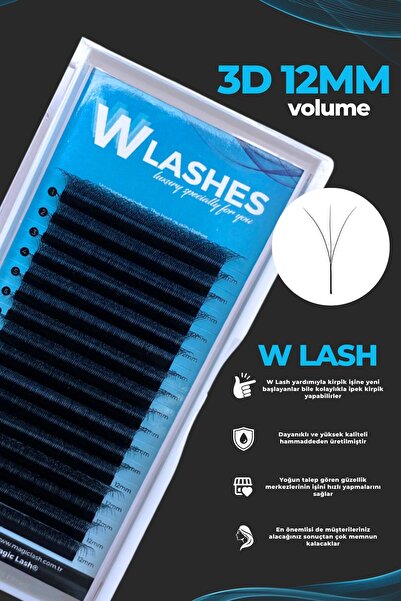 Magic Lash 3D Volume 12 mm Uzunluk W Lash İpek Kirpik Ekonomik 16 Sıra
