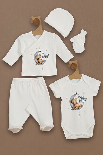 Homamia Set of 5 100% Organic Hospital Exit - Sleeping Bear on the Moon
