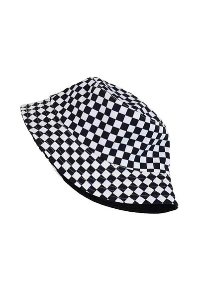 Köstebek Black and White Checkered Bucket Hat