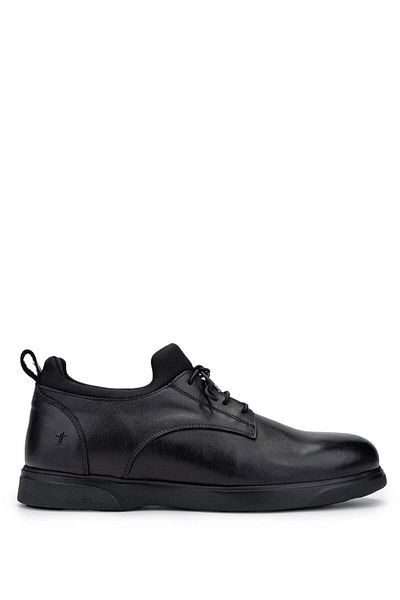 Tamer Tanca Genuine Leather Men's Black Analin Casual Shoes