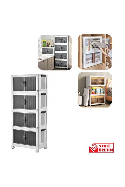 E-LİFE HOME 4'lü Portatif Organizer Tekerlekli Saklama Kutusu Çok Amaçlı Mıkn...