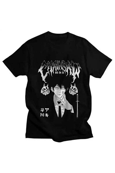 Köstebek Μπλουζάκι Anime Harajuku Chainsaw Man Black (UNİSEX).