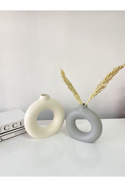 HEYKELCAN Set de vaze cu inele boeme - 2 obiecte decorative pentru gogoși