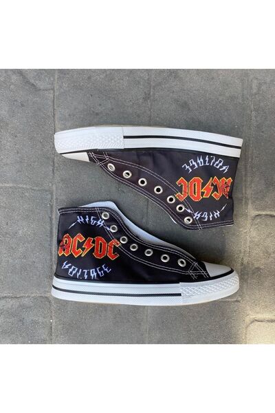 Köstebek Ac/dc High Voltage Uzun Kanvas Ayakkabı