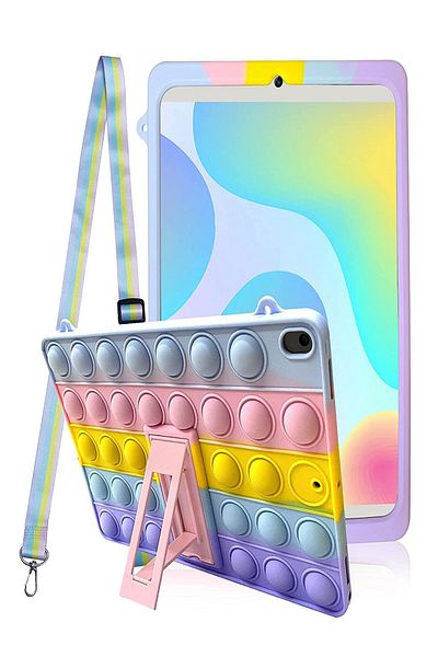 TEKNETSTORE Samsung Galaxy Tab S6 Lite P610/P620 10.4 بوصة - حافظة أطفال من السيليكون مع حزام متوافق مع حامل Popit