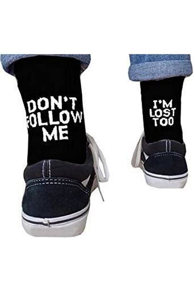 Köstebek Don't Follow Me I'm Lost Too Black Unisex Socks