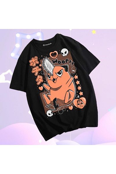 Köstebek Μαύρο Anime Chainsaw Man - Lovely Pochita Dog (unisex) T-shirt