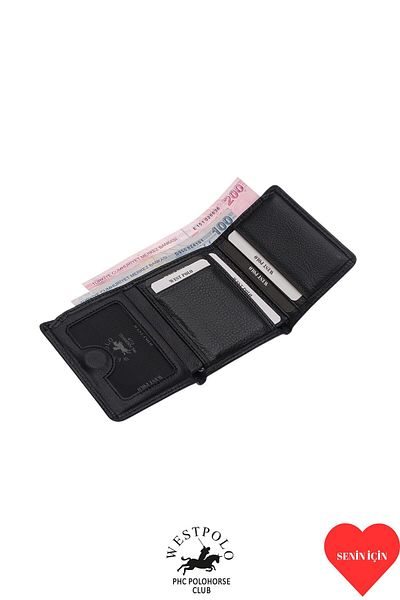 Westpolo Unisex Genuine Leather Folded Leather Wallet with Magnetic Credit Card and ID Compartment Card Holder Gift
