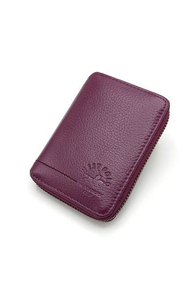 Westpolo West Polo Genuine Leather Zippered Unisex Wallet Card Holder