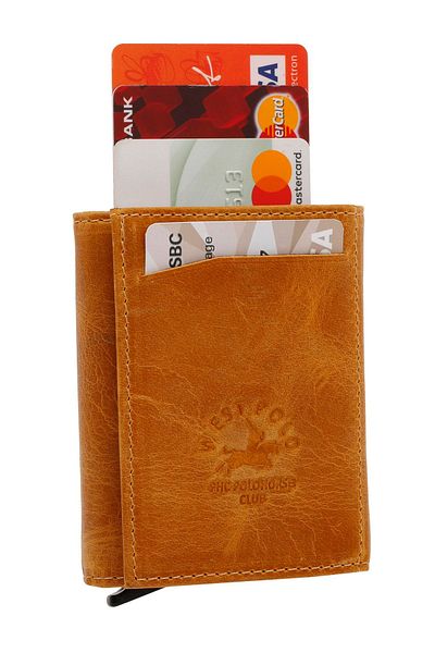 Westpolo West Polo Genuine Antique Leather Unisex Mechanism Wallet Card Holder