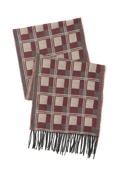 ALTINYILDIZ CLASSICS Eșarfă cu model burgundy-gri pentru bărbați