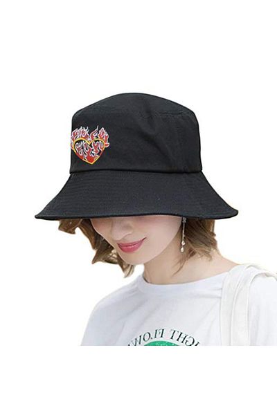 Köstebek Flame Heart Black Bucket Hat