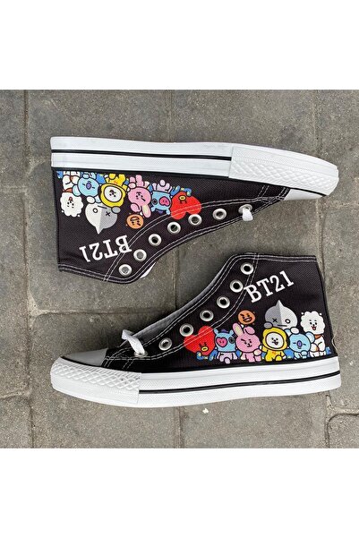 Köstebek Çok Renkli - K-pop Bt21 Uzun Kanvas Ayakkabı