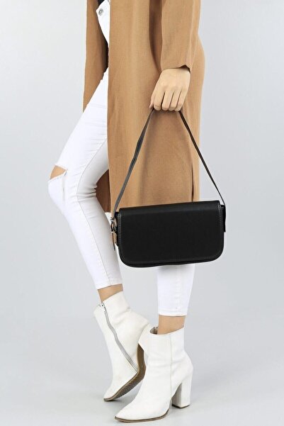 Westpolo Kadın Siyah Kapaklı Ve Mıknatıslı Baget Bella Çantası