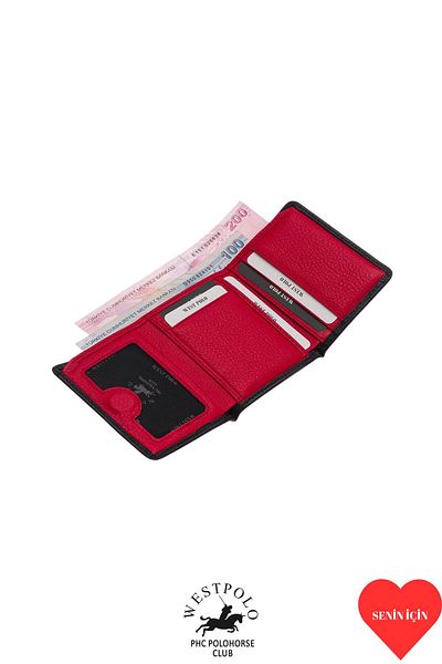 Westpolo Unisex Genuine Leather Folded Leather Wallet with Magnetic Credit Card and ID Compartment Card Holder Gift