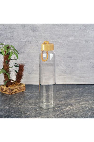 Kumsal Mutfak 750 ML H2o Glass Flask with Bamboo Lid