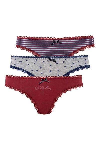 U.S. Polo Assn. - Γυναικείο Claret Red - Γκρι - Claret Red Printed 3-Pece Slip 66321
