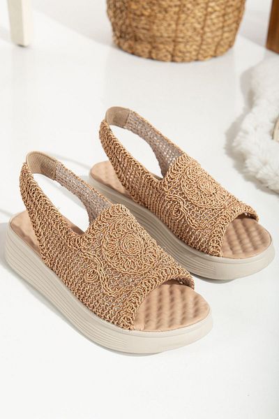 Mc vay Shoes Sandale elegante maro cu talpă ortopedică pentru femei - cu model și cu detalii din cauciuc