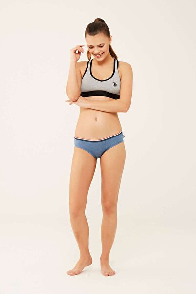 U.S. Polo Assn. Women's White - Blue Melange - Gray Melange 3-Piece Shorts