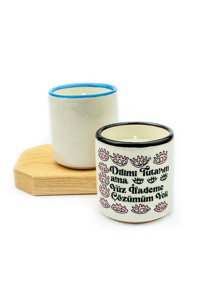 PALTO TASARIM I Hold My Slice but I Have No Face Expression Solution Ceramic Decorative Scented Candle - 1 Gift Candle