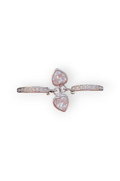 MAGRİB 925 ayar gümüş beyaz taşlı sallantılı kalpli çocuk küpesi