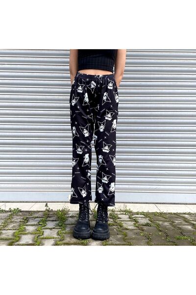 Köstebek Black Anime Harajuku Kuromi Shining (Unisex) Pajama Bottoms