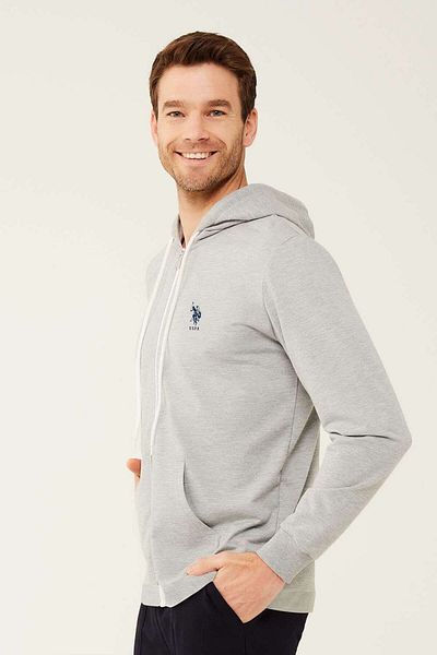 U.S. Polo Assn. Îmbrăcăminte pentru bărbați gri Melange cu gluga pentru casă 18469