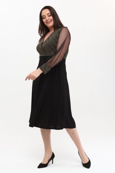 Asees Φόρεμα από τούλι με διπλό γιακά μανίκια μεσαίου μεγέθους