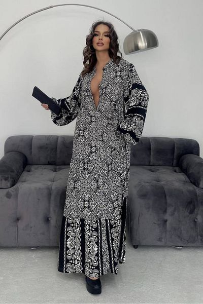 Suzi Patterned Long Women's Dress - 6002