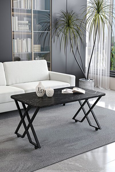 ED Efelez Design Orta Sehpa , Milano Tekerlekli Orta Sehpa , Siyah Metal - Si...