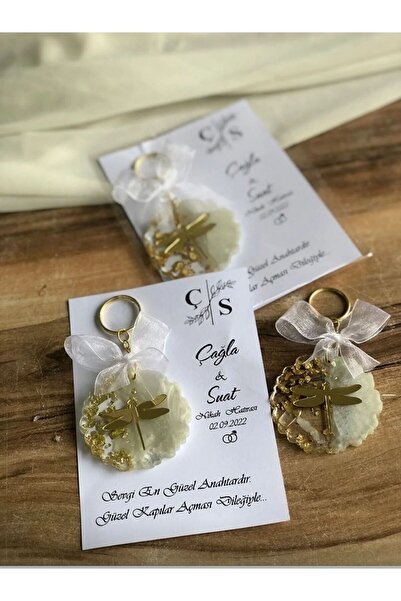 Denseden 25 Adet Kartlı Epoksi Anahtarlık Düğün,kına,söz,nişan Hediyeliği Anahtarlık Hediyelik