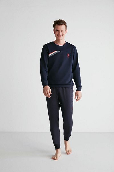 U.S. Polo Assn. Σετ πιτζάμες ανδρικό Navy Blue 18703 Model με στρογγυλή λαιμόκοψη