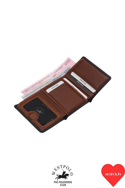 Westpolo Unisex Genuine Leather Folded Leather Wallet with Magnetic Credit Card and ID Compartment Card Holder Gift